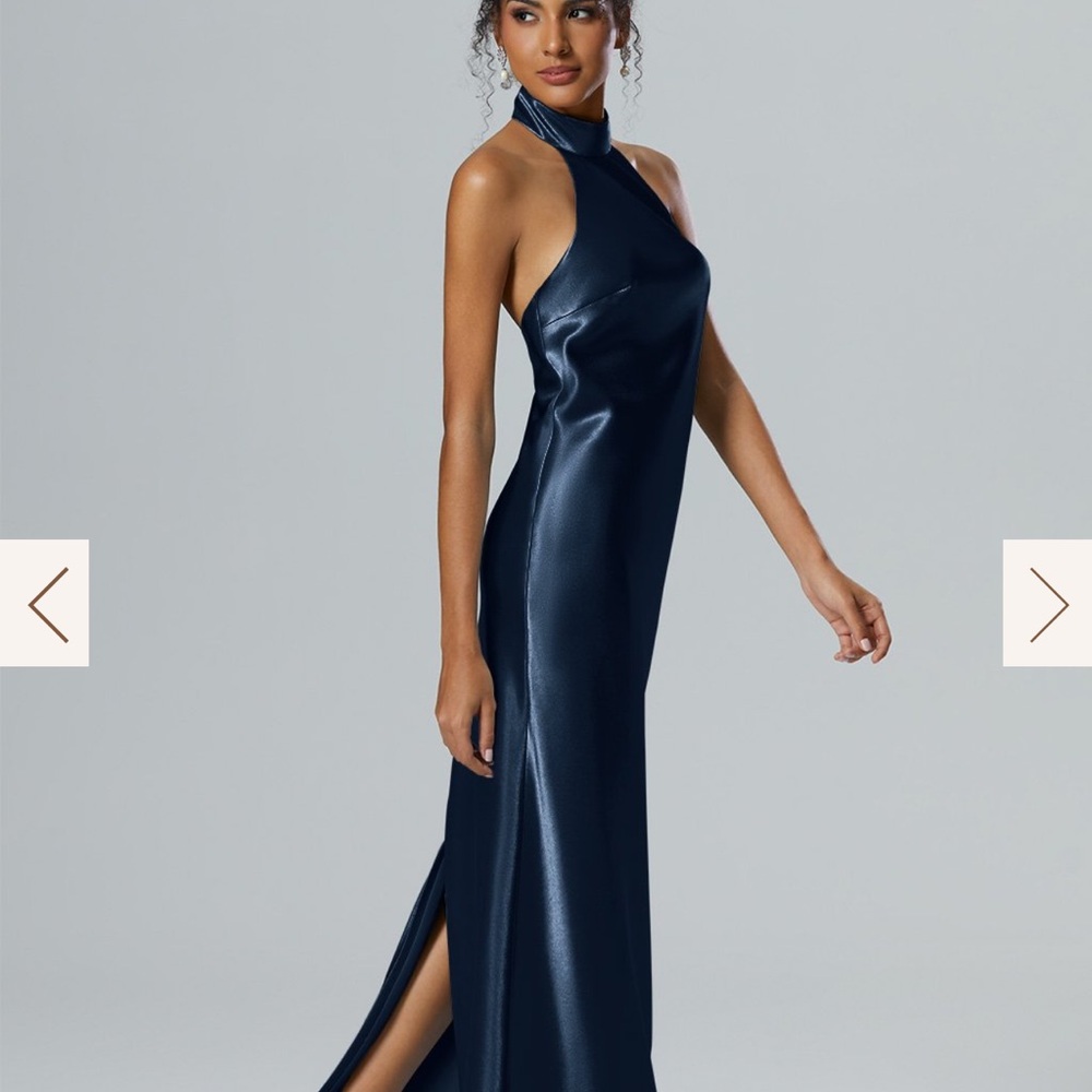 Black Backless Halter Gown with Slit